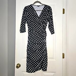 Berydress Womens black and white polkadot‎ knee length dress size XL